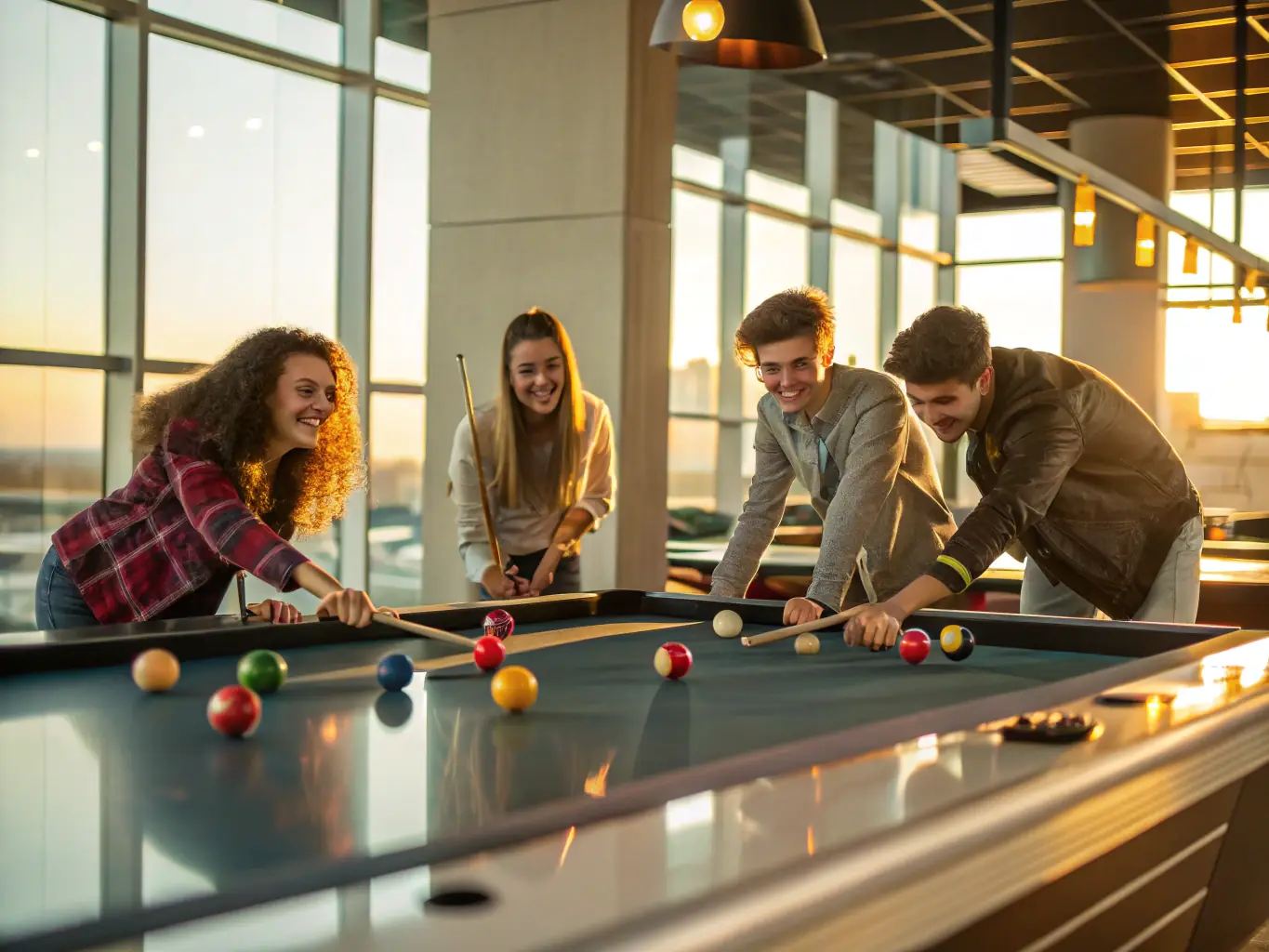 A dynamic image of a billiards competition in progress at UNION BILLARD CLUB ROCHEFORT, capturing the intensity and camaraderie of the competitive events.