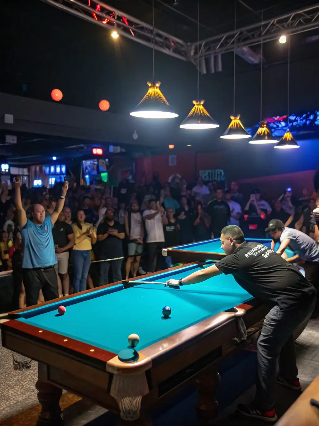 A group of billiards players participating in a friendly competition at UNION BILLARD CLUB ROCHEFORT, showcasing the camaraderie and competitive spirit.